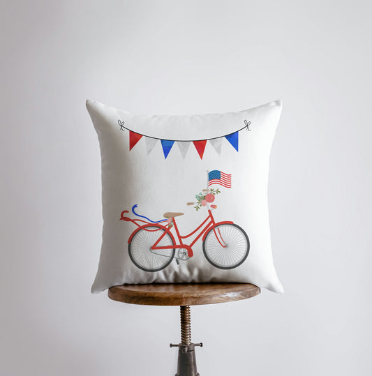 Fourth of July Bike | Pillow Cover | Memorial Gift | Home Decor |