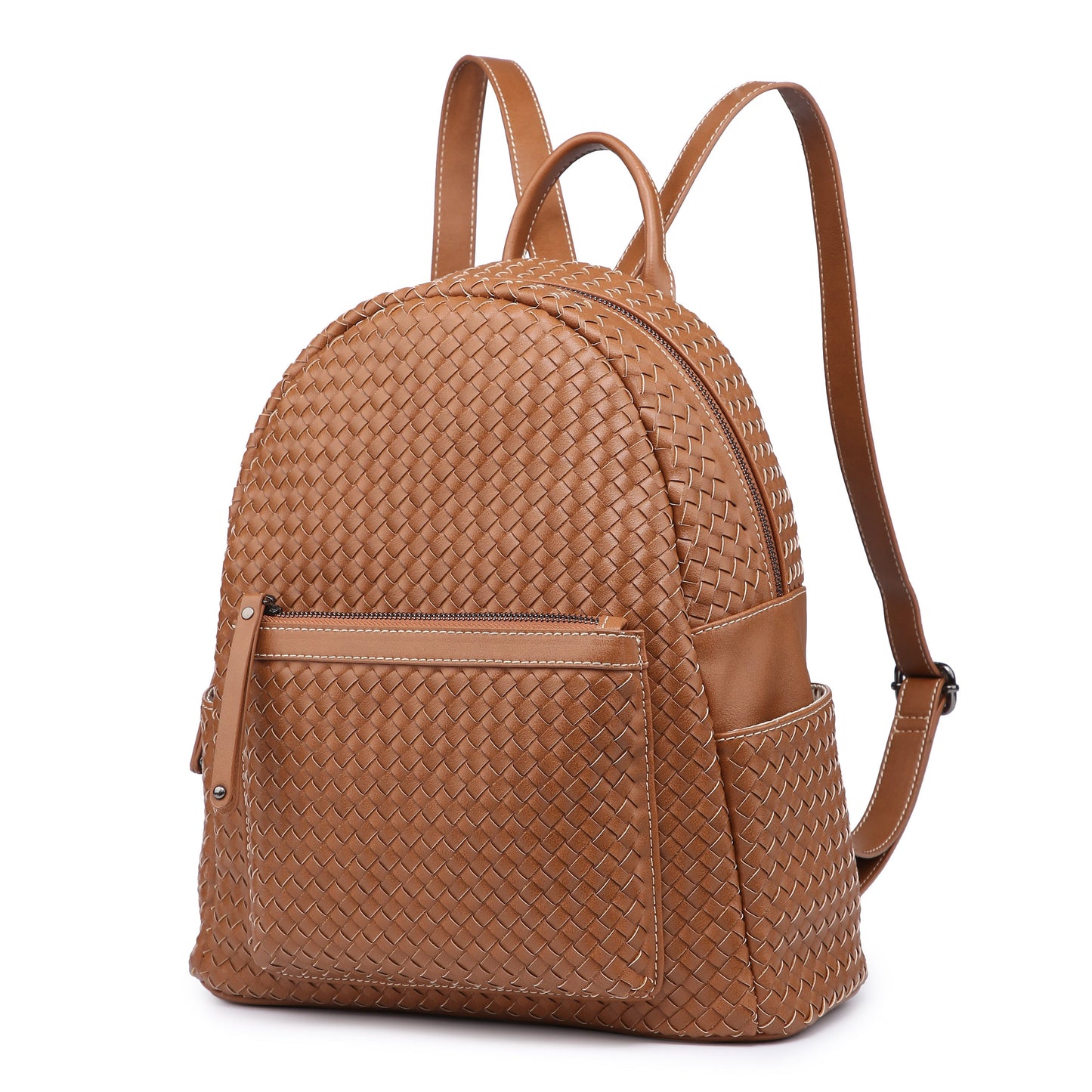Woven backpack purse for women brown sif2068 BR05