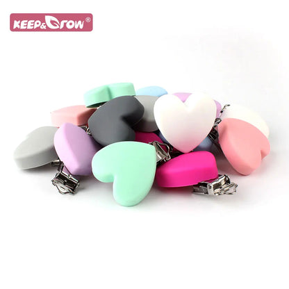 3Pcs Silicone Pacifier Clip Heart Shape BPA Free DIY Baby Teething