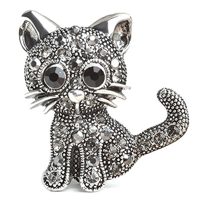 Cute Brooches Black Small Cat for Women Accessories Vintage Rhinestone