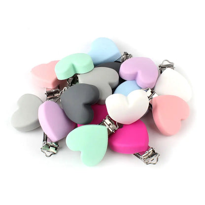 3Pcs Silicone Pacifier Clip Heart Shape BPA Free DIY Baby Teething