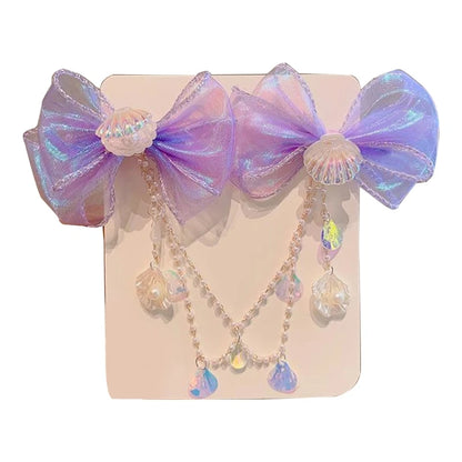 Baby Princess Hair Clip Bowknot Chain Hairpin for Magical Occasions