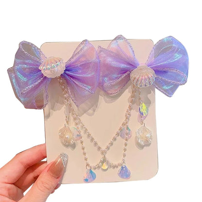 Baby Princess Hair Clip Bowknot Chain Hairpin for Magical Occasions