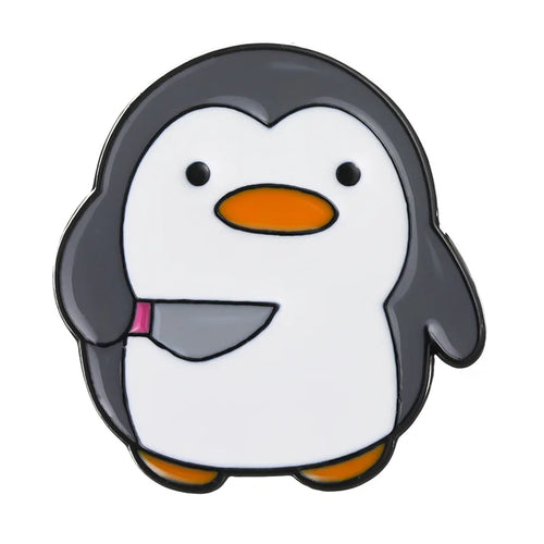 Penguin Dagger Knife Enamel Pins Cute Duck Badges Metal Lapel Pin Hat