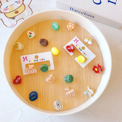 2pcs Cute Korean Mini Hairpins Cartoon Candy Color Hair Clips for
