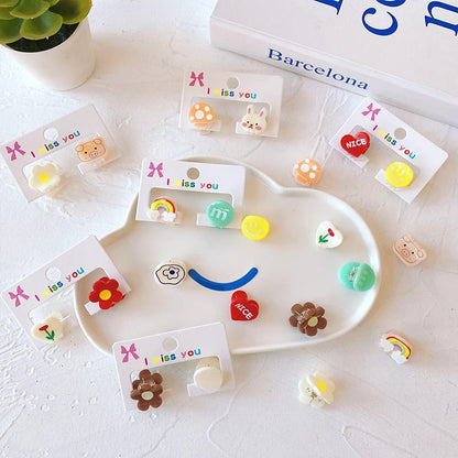 2pcs Cute Korean Mini Hairpins Cartoon Candy Color Hair Clips for
