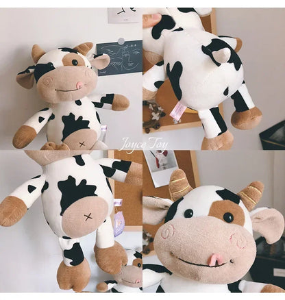 25/35CM Cartoon Milk Cow Plush Toys Cute Simulation Cattle Stuffed