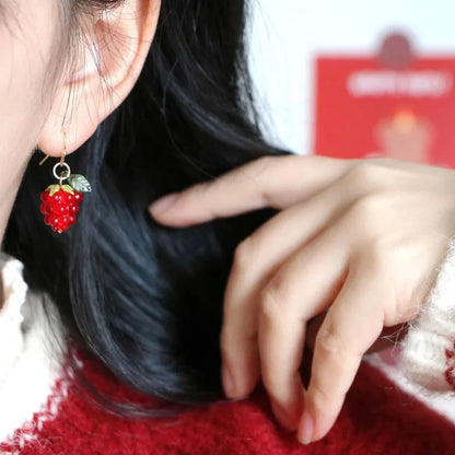 Raspberry Earrings Cute Fruit Aesthetic Handmade