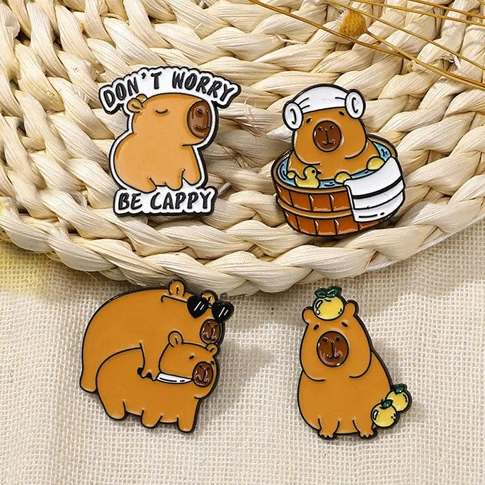 Cartoon Alloy Badge Capybara Cute Schoolbag Decoration Hat Pin Buckle
