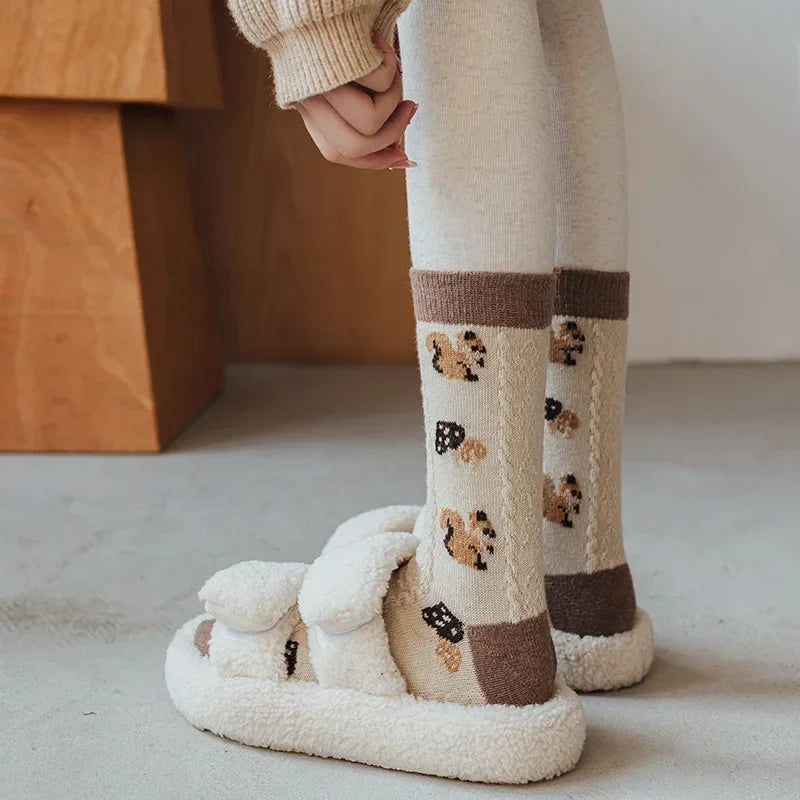 New wool thickened retro cute sweet college style women's tube socks