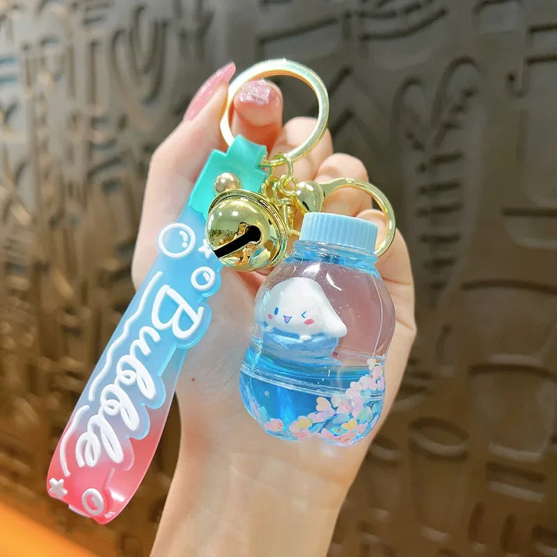 Kawaii Sanrio Anime My Melody Kuromi Liquid Quicksand Keychain Charm