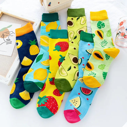 Fruit Socks Series Autumn Winter Men Socks Funny Socks Avocado Socks