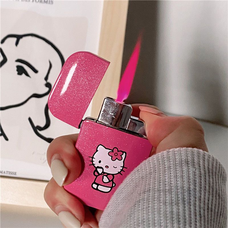 Cute Pink Flame Lighter | Cute Cartoon Lighter | Hellokitty Lighters -