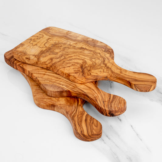 Handmade Olive Wood Rectangular Cutting Board with Handle