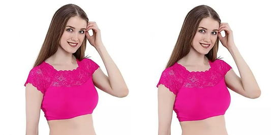 Women's & Girls' Solid Ribbed Slim Fit Crop Tank Top  Pink pack of 2