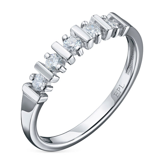 Sterling Silver Ring with 6 Round-Cut Lab-Created Diamonds 0.239 CT.TW