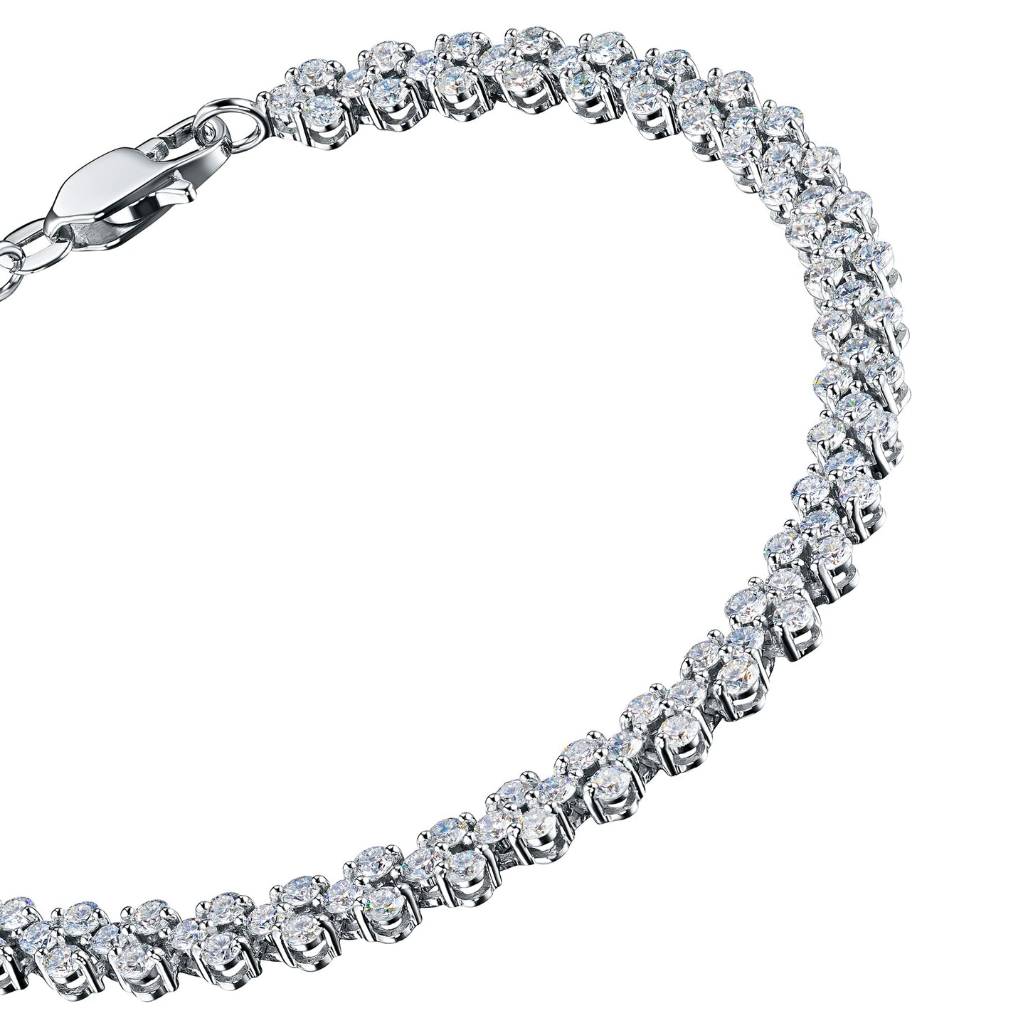 14K White Gold Bracelet with 124 Round-Cut Lab-Created Diamonds 4.337