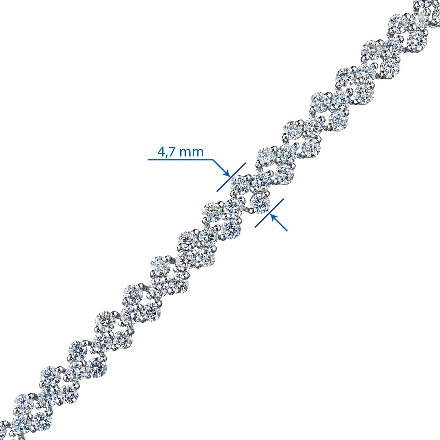 14K White Gold Bracelet with 124 Round-Cut Lab-Created Diamonds 4.337