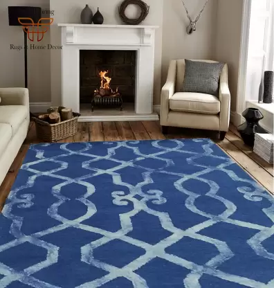 Blue Wool Carpet  (5 cm, X 8 cm, Rectangle)