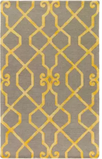 Beige, Yellow Wool Carpet  (5 cm, X 8 cm, Rectangle)